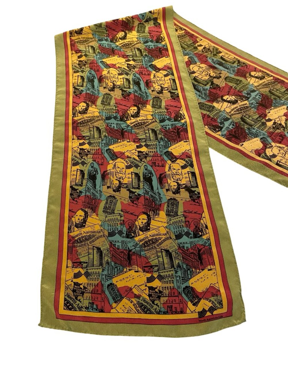 Varucci 100% Silk Vintage Print Oblong Scarf 10 x 50 - Picture 6 of 10